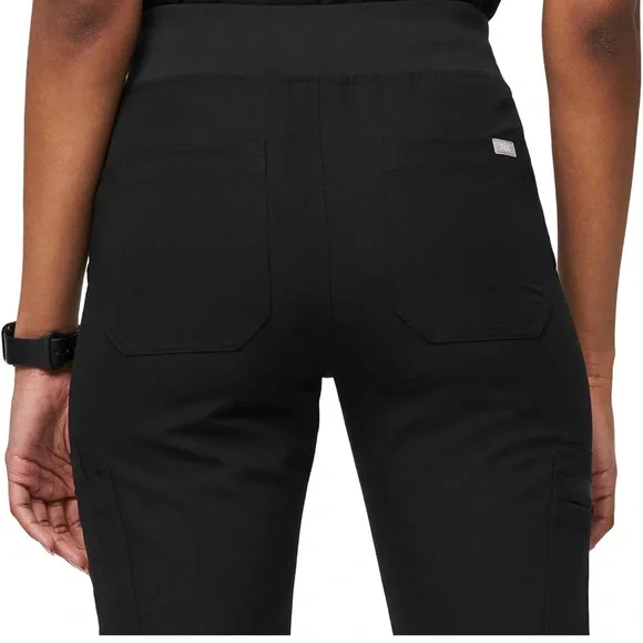 FIGS YOLA High Waisted Skinny Scrub Pants for Women - Black, Petite Small - Picture 3 of 6